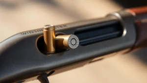 Authentic 32WIN cartridge in a vintage Winchester rifle, emphasizing historical firearm appeal and craftsmanship.