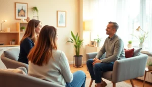 Psycholog Lublin offering a comforting therapy session in a cozy office environment, creating trust and support for clients.