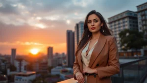 Discreet Bangalore Escort Service featuring a confident, stylish woman in an upscale setting, emphasizing elegance and trust.