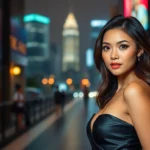 Professional KL ESCORT service showcase featuring a stunning and discreet escort woman in Kuala Lumpur nightlife setting, emphasizing elegance and appeal for prospective clients.