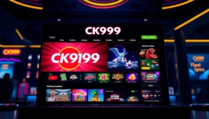 CK999 online casino platform on a laptop screen showing betting options and vibrant game graphics for user engagement.
