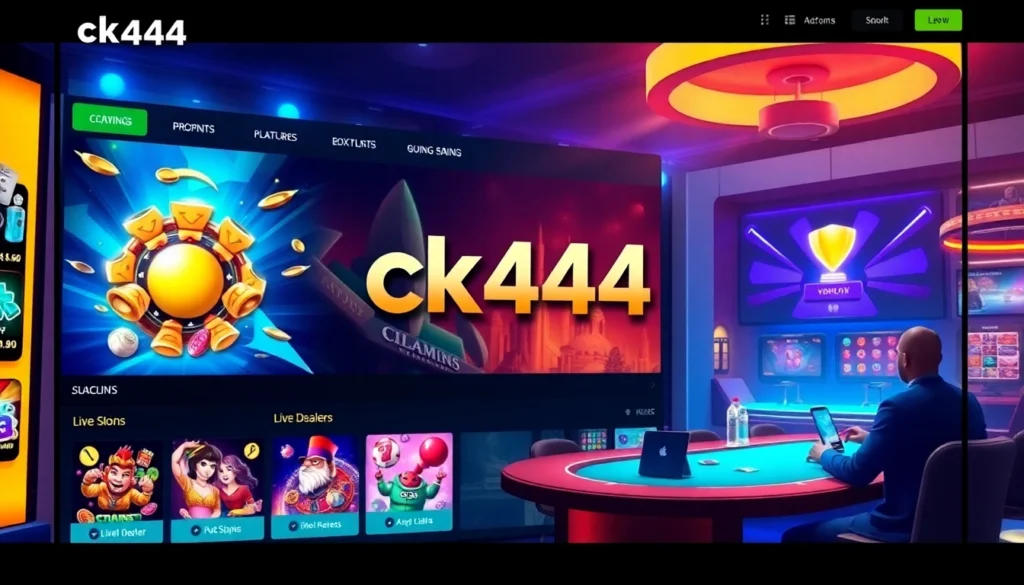 ck444 online gaming platform with colorful slots, live casino, and sports betting features for immersive user experience