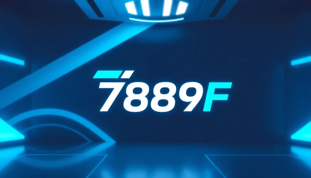 789F forward-looking brand logo on a digital screen representing innovation and professionalism in technology and services, high-resolution image.