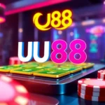 Engaging UU88 online casino platform with vibrant interface, encouraging users to join and play securely.