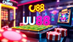 Engaging UU88 online casino platform with vibrant interface, encouraging users to join and play securely.