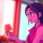 An animated character engaging in a lively AI chat.