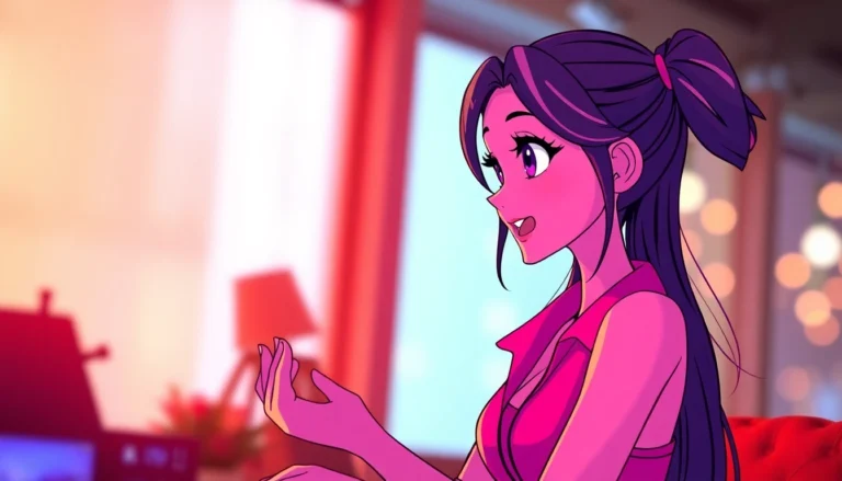An animated character engaging in a lively AI chat.
