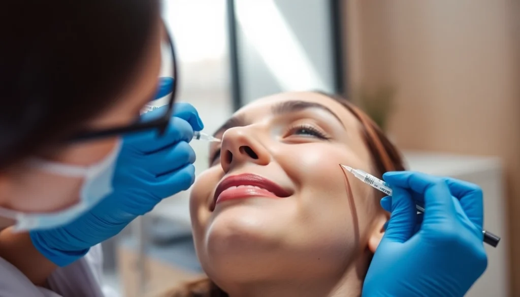 Experienced doctor administering Botulinumtoxin injections for natural anti-aging results in Zurich clinic.