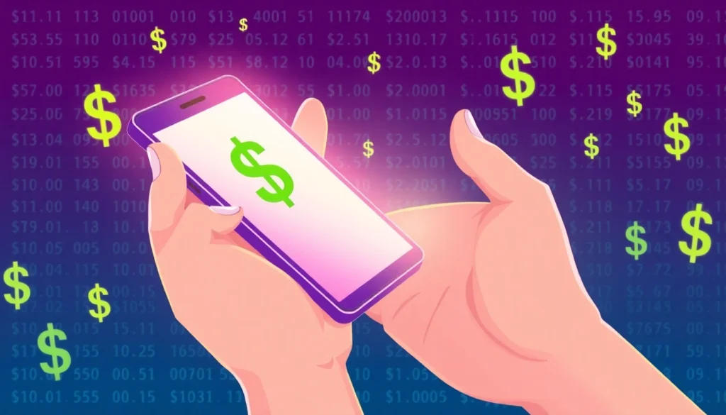 A user earning free cash through a mobile app, with a clear view of the app interface showing cash rewards and quick payouts.