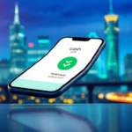 A smartphone displaying a verified Cash App account interface with a cityscape background at dusk.