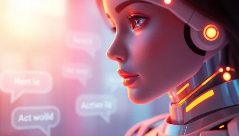 Illustration of an AI girlfriend chatbot interface engaging users with friendly messages, highlighting digital companionship with vibrant colors, welcoming design, and modern aesthetics.