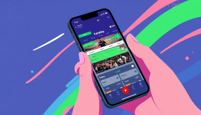 Fairplay’s online sports betting app in action on a mobile device, showcasing live betting interface with sports graphics.