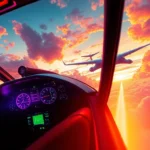 Aviator-themed digital artwork showcasing a pilot in cockpit with a game interface, capturing thrill and precision.