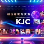 KJC logo displayed on a sleek digital platform, highlighting its global entertainment network and technological innovation.