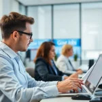 Latest Govt Jobs updates shown on digital screens in a professional office environment
