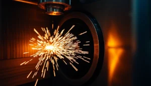 Toczenie CNC processes on a high-precision lathe machine showcasing detailed metalworking