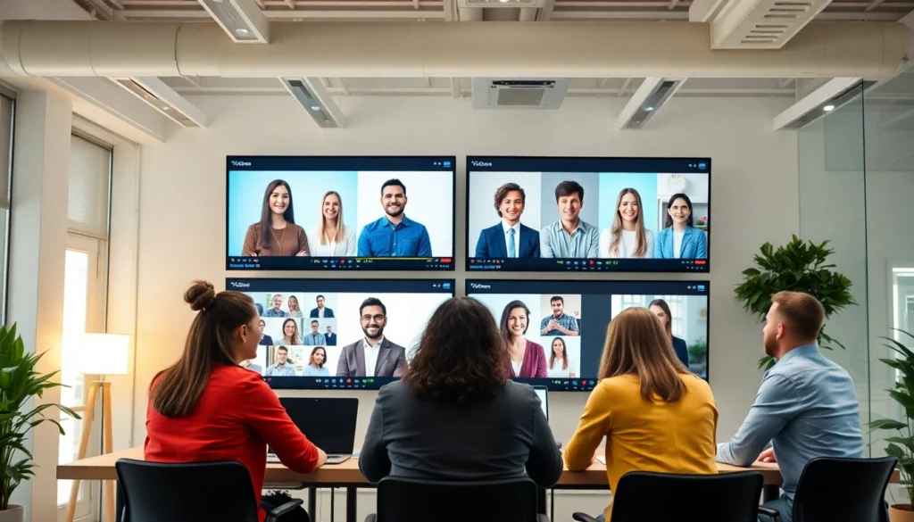 Engaging chat platform interface with professional users collaborating effectively online,