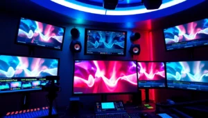Teste cs 48h showing reliable streaming setup with multiple screens and digital signals for