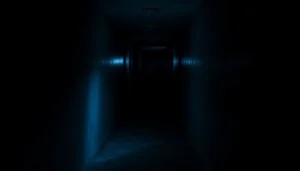 Thumbnail image for a horror video featuring a creepy figure in a dark, foggy forest at night with eerie lighting.