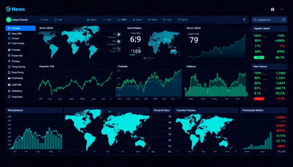 Global Investment Market News displays on a sleek digital dashboard with international stock