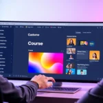Person using drag-and-drop course editor to build engaging online lessons easily