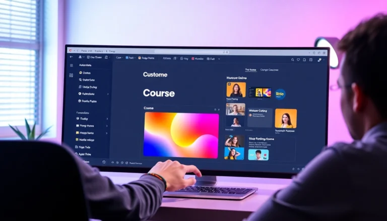Person using drag-and-drop course editor to build engaging online lessons easily