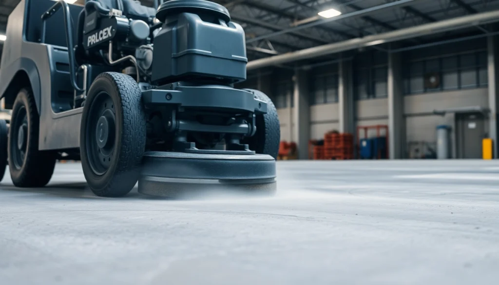 Experienced concrete grinding Birmingham specialist polishing smooth industrial floor with