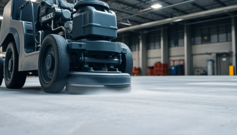 Experienced concrete grinding Birmingham specialist polishing smooth industrial floor with